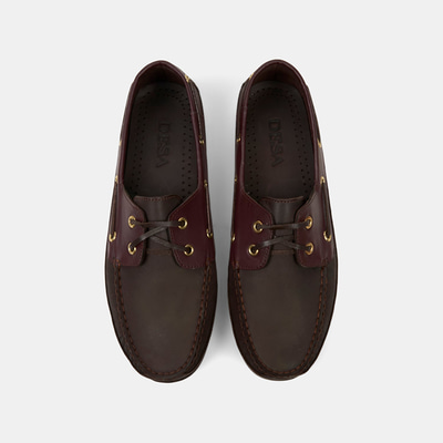 Erkek Acı Kahve - Bordo Detaylı Nubuk Deri Loafer