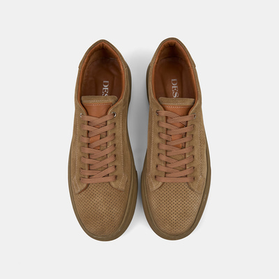 Erkek Bej Bağcıklı Süet Spor Ayakkabı