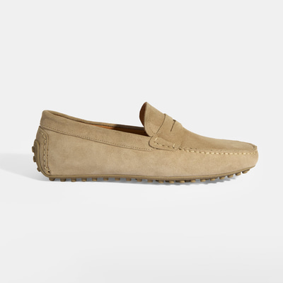 Erkek Bej Slip-On Süet Loafer