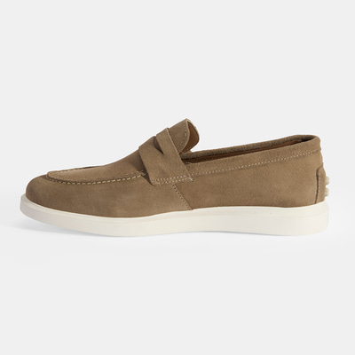 Erkek Bej Slip-On Süet Loafer