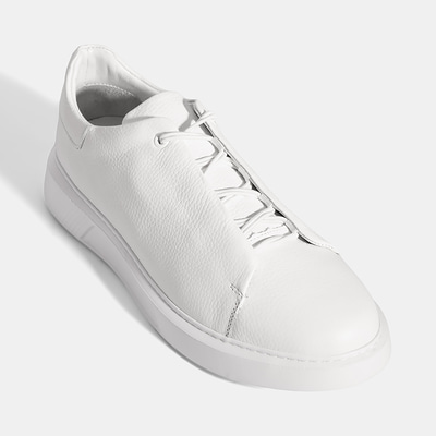 Erkek Beyaz Bağcıklı Deri Günlük Ayakkabı