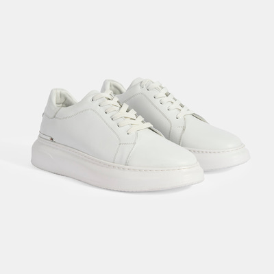 Erkek Beyaz Bağcıklı Deri Günlük Ayakkabı