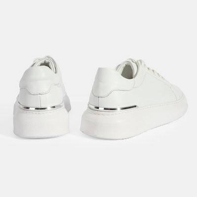 Erkek Beyaz Bağcıklı Deri Günlük Ayakkabı