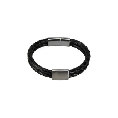 Erkek Deri Çelik Figürlü Bileklik
