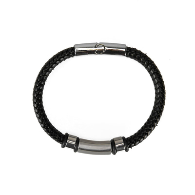 Erkek Deri Çelik Figürlü Bileklik