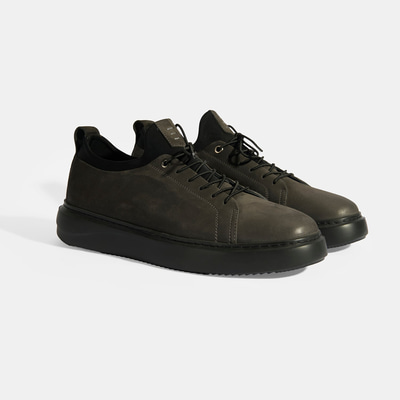 Erkek Gri Bağcıklı Deri Günlük Ayakkabı