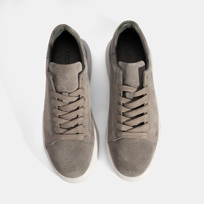 Erkek Gri Bağcıklı Deri Günlük Ayakkabı