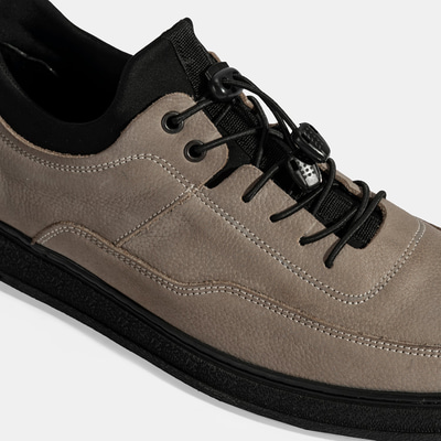 Erkek Gri Bağcıklı Nubuk Deri Günlük Ayakkabı