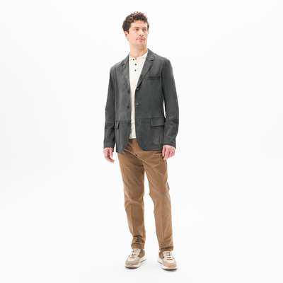 Erkek Gri Süet Blazer Ceket