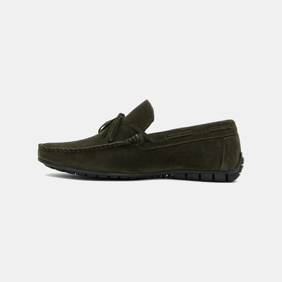 Erkek Haki Bağcık Detaylı Süet Loafer