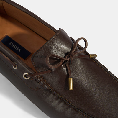 Erkek Kahve Bağcık Detaylı Slip-On Deri Loafer