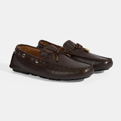 Erkek Kahve Bağcık Detaylı Slip-On Deri Loafer