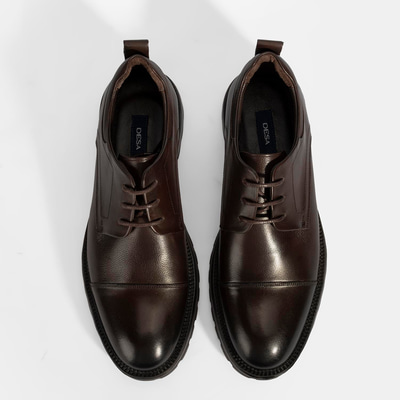 Erkek Kahve Bağcıklı Deri Günlük Ayakkabı