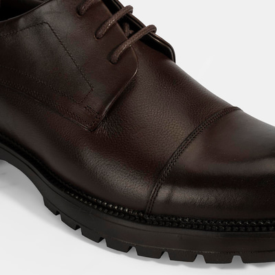 Erkek Kahve Bağcıklı Deri Günlük Ayakkabı