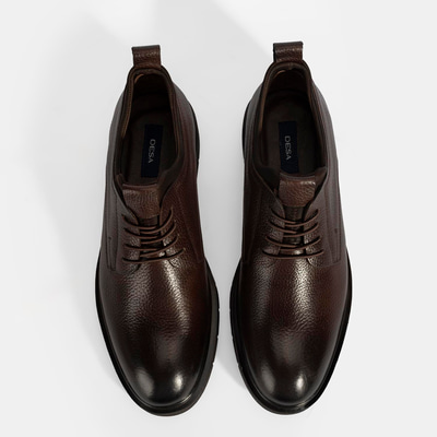 Erkek Kahve Bağcıklı Deri Klasik Ayakkabı