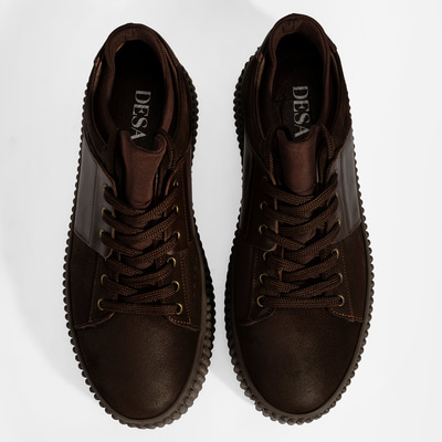 Erkek Kahve Bağcıklı Deri Spor Ayakkabı