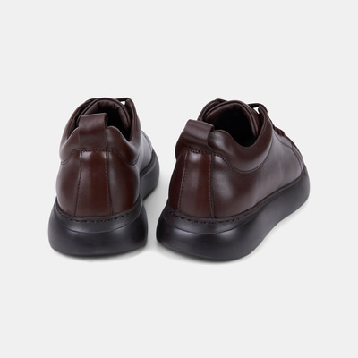 Erkek Kahve Bağcıklı Kalın Tabanlı Deri Sneaker