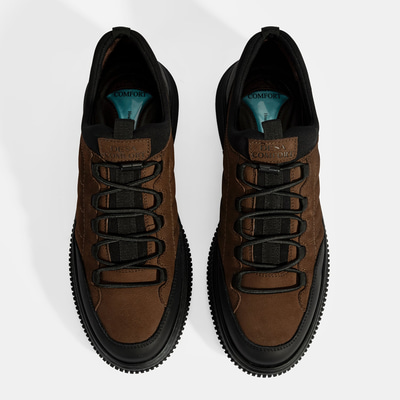 Erkek Kahve Bağcıklı Nubuk Deri Günlük Ayakkabı