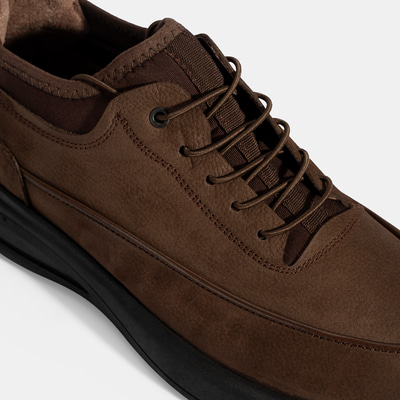 Erkek Kahve Bağcıklı Nubuk Deri Spor Ayakkabı