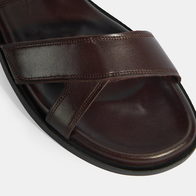 Erkek Kahve Cırt Detaylı Deri Sandalet