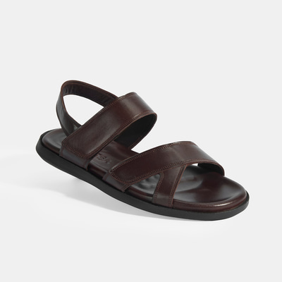 Erkek Kahve Cırt Detaylı Deri Sandalet