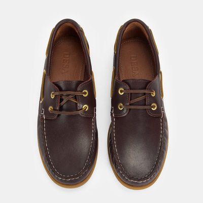 Erkek Kahve Deri Tekne Günlük Ayakkabı