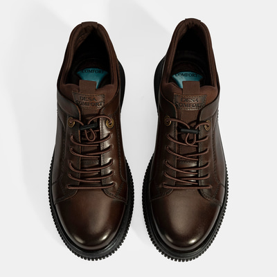 Erkek Kahve DesaComfort Bağcıklı Deri Günlük Ayakkabı