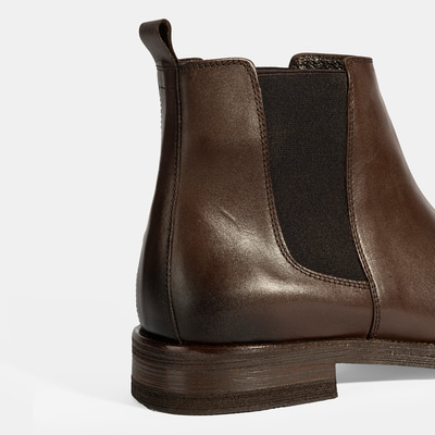 Erkek Kahve Lastik Detaylı Deri Bot