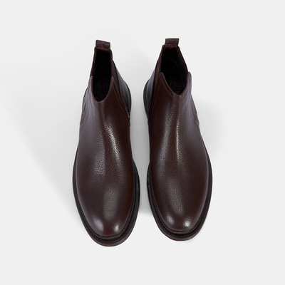 Erkek Kahve Lastik Detaylı Deri Bot