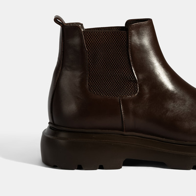 Erkek Kahve Lastikli Deri Bot