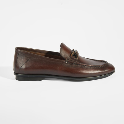 Erkek Kahve Slip-On Deri Loafer