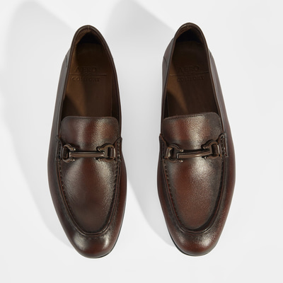Erkek Kahve Slip-On Deri Loafer