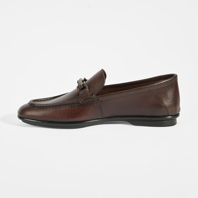 Erkek Kahve Slip-On Deri Loafer