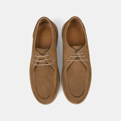 Erkek Koyu Bej Bağcıklı Nubuk Deri Günlük Ayakkabı