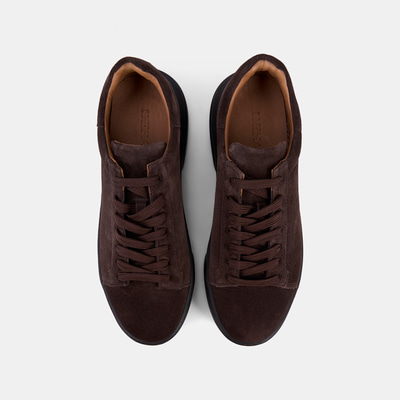 Erkek Koyu Kahve Bağcıklı Kalın Beyaz Tabanlı Süet Sneaker