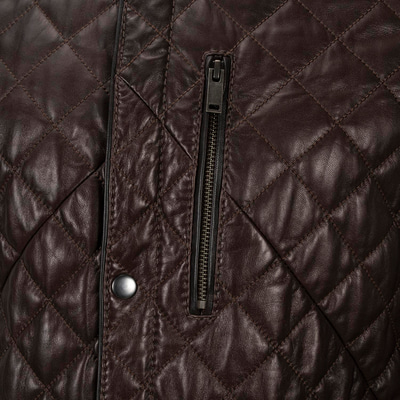 Erkek Koyu Kahve Kapitone Deri Ceket