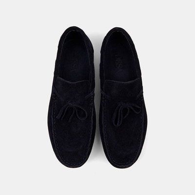 Erkek Lacivert Bağcık Detaylı Süet Loafer