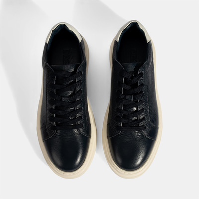 Erkek Lacivert Bağcıklı Deri Günlük Ayakkabı