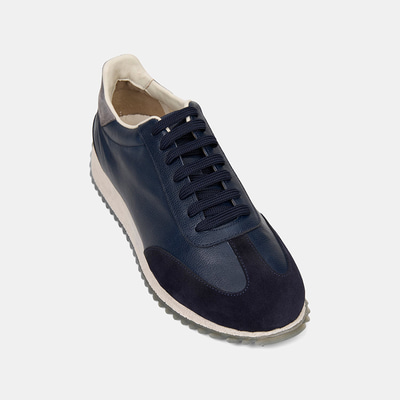 Erkek Lacivert Bağcıklı Deri Spor Ayakkabı