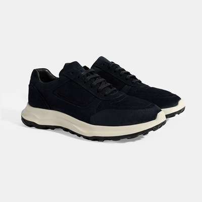 Erkek Lacivert Bağcıklı Süet Spor Ayakkabı