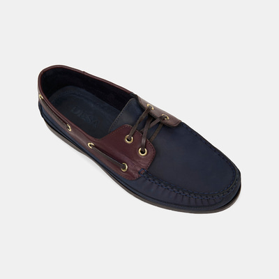 Erkek Lacivert - Bordo Detaylı Nubuk Deri Loafer