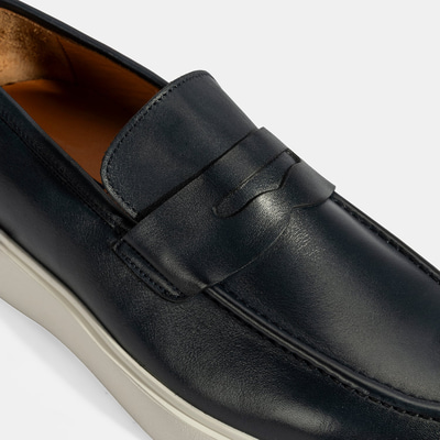 Erkek Lacivert Deri Loafer