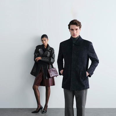 Erkek Lacivert Gömlek Yaka Süet Ceket