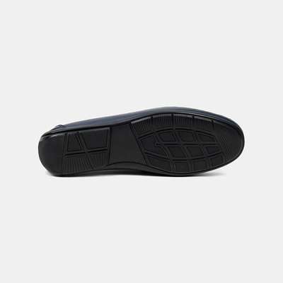 Erkek Lacivert Metal Detaylı Deri Loafer