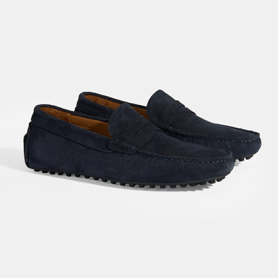 Erkek Lacivert Slip-On Süet Loafer