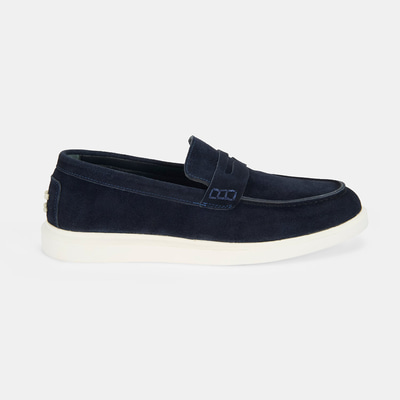 Erkek Lacivert Slip-On Süet Loafer