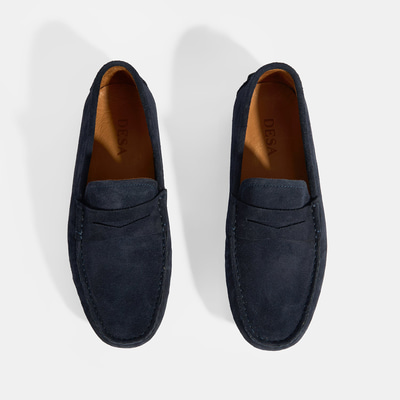 Erkek Lacivert Slip-On Süet Loafer