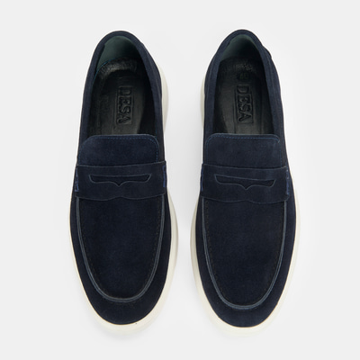 Erkek Lacivert Slip-On Süet Loafer