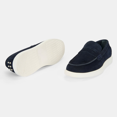 Erkek Lacivert Slip-On Süet Loafer