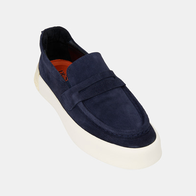 Erkek Lacivert Süet Deri Loafer